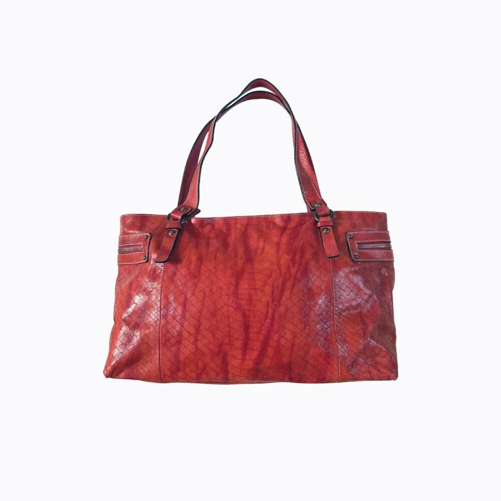 Vtg Robert Pietri Red Leather Bag Genuine Spanish Snake Embossed 90s Y2K Mobwife